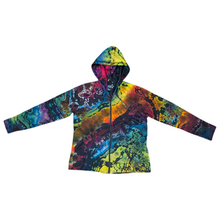 Women's Large Reverse Tie-dye Lightweight Zip-up Hoodie