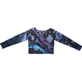 Women's Large Reverse Tie-dye Long-sleeved Crop Top