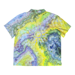 Men's XL Tie-dye Short-sleeved Button-down Shirt