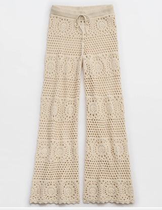 Women's Large Long Tie-Dye Crochet Party Pants