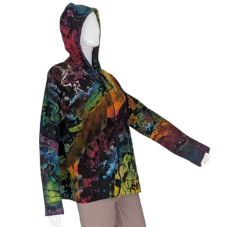 Women's Large Reverse Tie-dye Lightweight Zip-up Hoodie