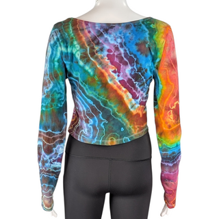 Women's XL Tie-dye Long-sleeved Crop Top