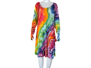 Women's 3XL Tie-dye Long Sleeve Flowy Dress
