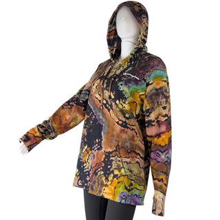 Men's Medium Reversed Tie-dye Hooded Long-sleeve Tee