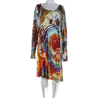 Women's 4XL Tie-dye Long-sleeve Dress