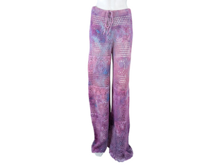 Women's Large Long Tie-Dye Crochet Party Pants