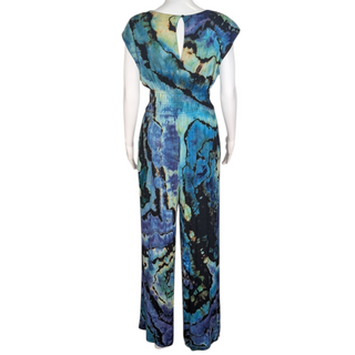Women's Small Reversed Tie-dye Waist-defined Wide Leg Jumpsuit
