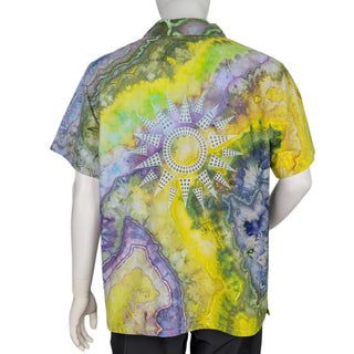 Men's XL Tie-dye Short-sleeved Button-down Shirt