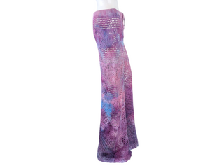 Women's Large Long Tie-Dye Crochet Party Pants