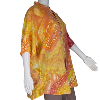 Men's XXL Tie-dye Linen Button-Down Shirt