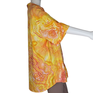 Men's XXL Tie-dye Linen Button-Down Shirt