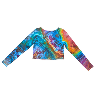 Women's XL Tie-dye Long-sleeved Crop Top