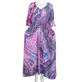 Women's 2XL/3XL Tie-dye Rayon Caftan with Pockets