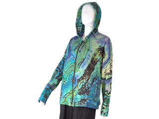 Women's Large Reverse Tie-dye Lightweight Zip-up Hoodie