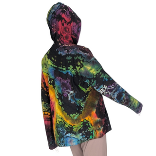 Women's Large Reverse Tie-dye Lightweight Zip-up Hoodie