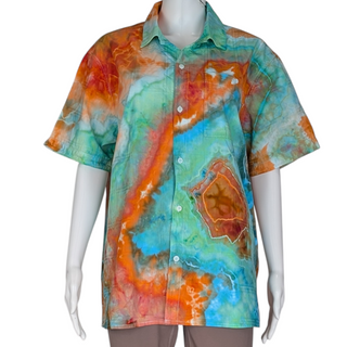 Men's Large Tie-dye Button-Down Shirt