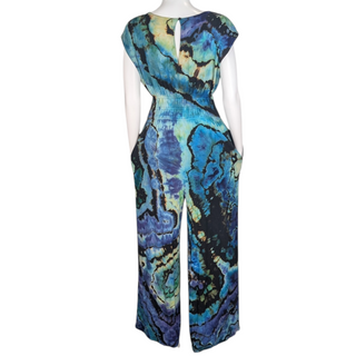 Women's Small Reversed Tie-dye Waist-defined Wide Leg Jumpsuit