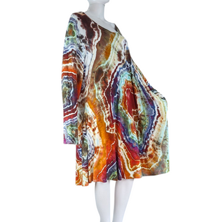 Women's 4XL Tie-dye Long-sleeve Dress