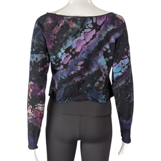 Women's Large Reverse Tie-dye Long-sleeved Crop Top
