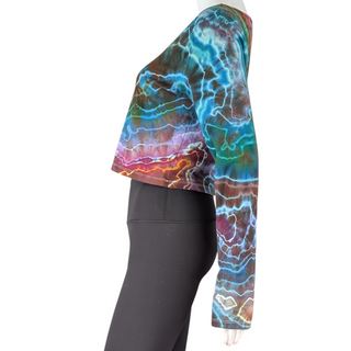 Women's XL Tie-dye Long-sleeved Crop Top