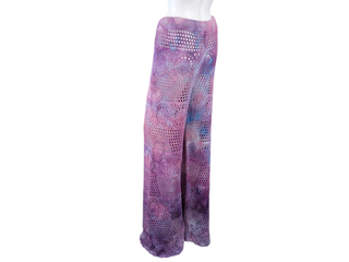 Women's Large Long Tie-Dye Crochet Party Pants