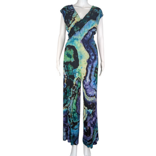 Women's Small Reversed Tie-dye Waist-defined Wide Leg Jumpsuit
