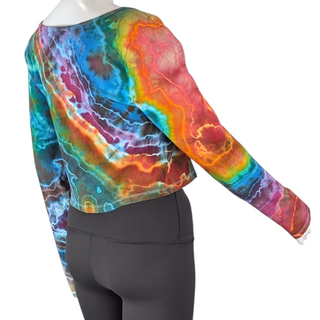 Women's XL Tie-dye Long-sleeved Crop Top