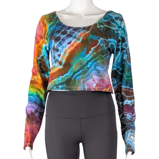 Women's XL Tie-dye Long-sleeved Crop Top