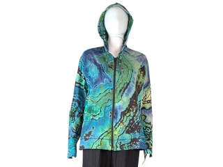 Women's Large Reverse Tie-dye Lightweight Zip-up Hoodie