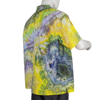 Men's XL Tie-dye Short-sleeved Button-down Shirt