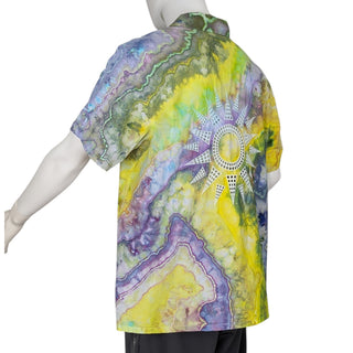 Men's XL Tie-dye Short-sleeved Button-down Shirt