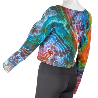 Women's XL Tie-dye Long-sleeved Crop Top