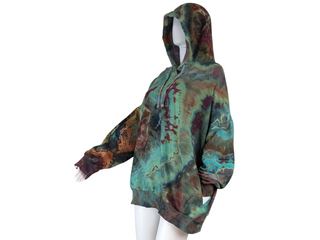 Women's XXL Reverse Tie-dye Buffalo Pullover Hoodie