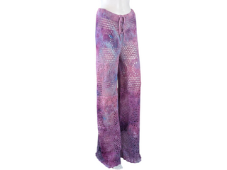 Women's Large Long Tie-Dye Crochet Party Pants