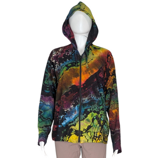 Women's Large Reverse Tie-dye Lightweight Zip-up Hoodie
