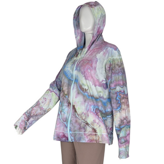Women's XL Tie-dye Lightweight Zip-up Hoodie