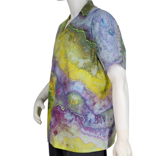Men's XL Tie-dye Short-sleeved Button-down Shirt