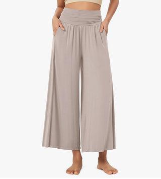 Women's Large Tie-dye Cropped Palazzo Pants with Pockets