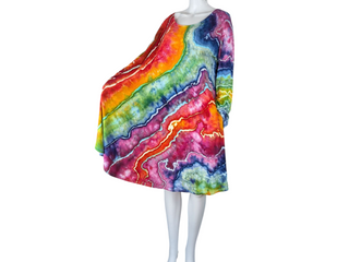 Women's 3XL Tie-dye Long Sleeve Flowy Dress