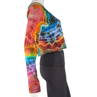 Women's XL Tie-dye Long-sleeved Crop Top