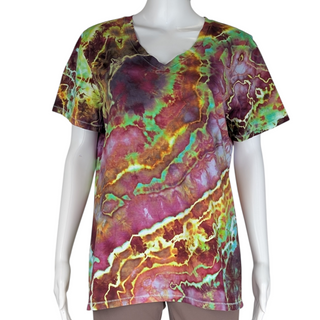Women's Large Tie-dye V-Neck T-Shirt