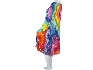 Women's 3XL Tie-dye Long Sleeve Flowy Dress