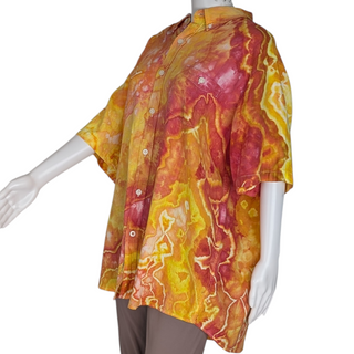Men's XXL Tie-dye Linen Button-Down Shirt