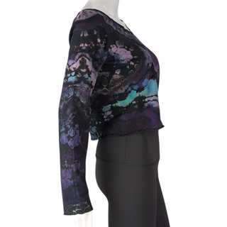 Women's Large Reverse Tie-dye Long-sleeved Crop Top