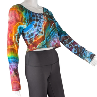 Women's XL Tie-dye Long-sleeved Crop Top