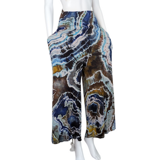 Women's Large Tie-dye Cropped Palazzo Pants with Pockets