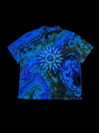 Men's XL Tie-dye Short-sleeved Button-down Shirt