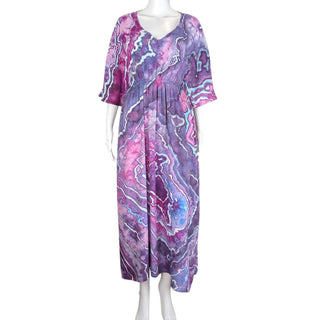 Women's 2XL/3XL Tie-dye Rayon Caftan with Pockets