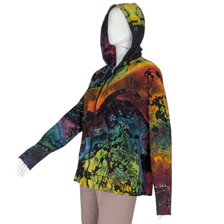 Women's Large Reverse Tie-dye Lightweight Zip-up Hoodie