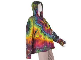 Women's XL Reverse Tie-dye Lightweight Zip-up Hoodie